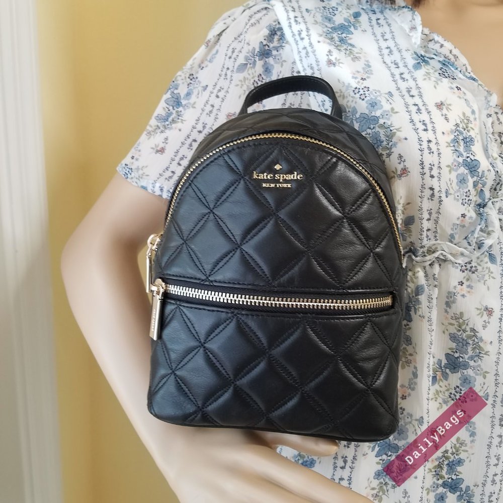 BLACK MINI CONVERTIBLE BACKPACK KATE SPADE LEATHER - Picture 4 of 15